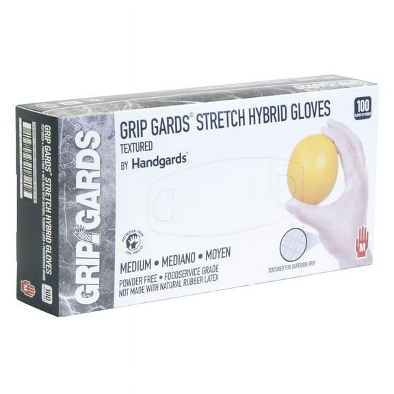 (Price/Case)Grip Gards Gloves Clear Stretch Medium, 100 Each, 10 per case