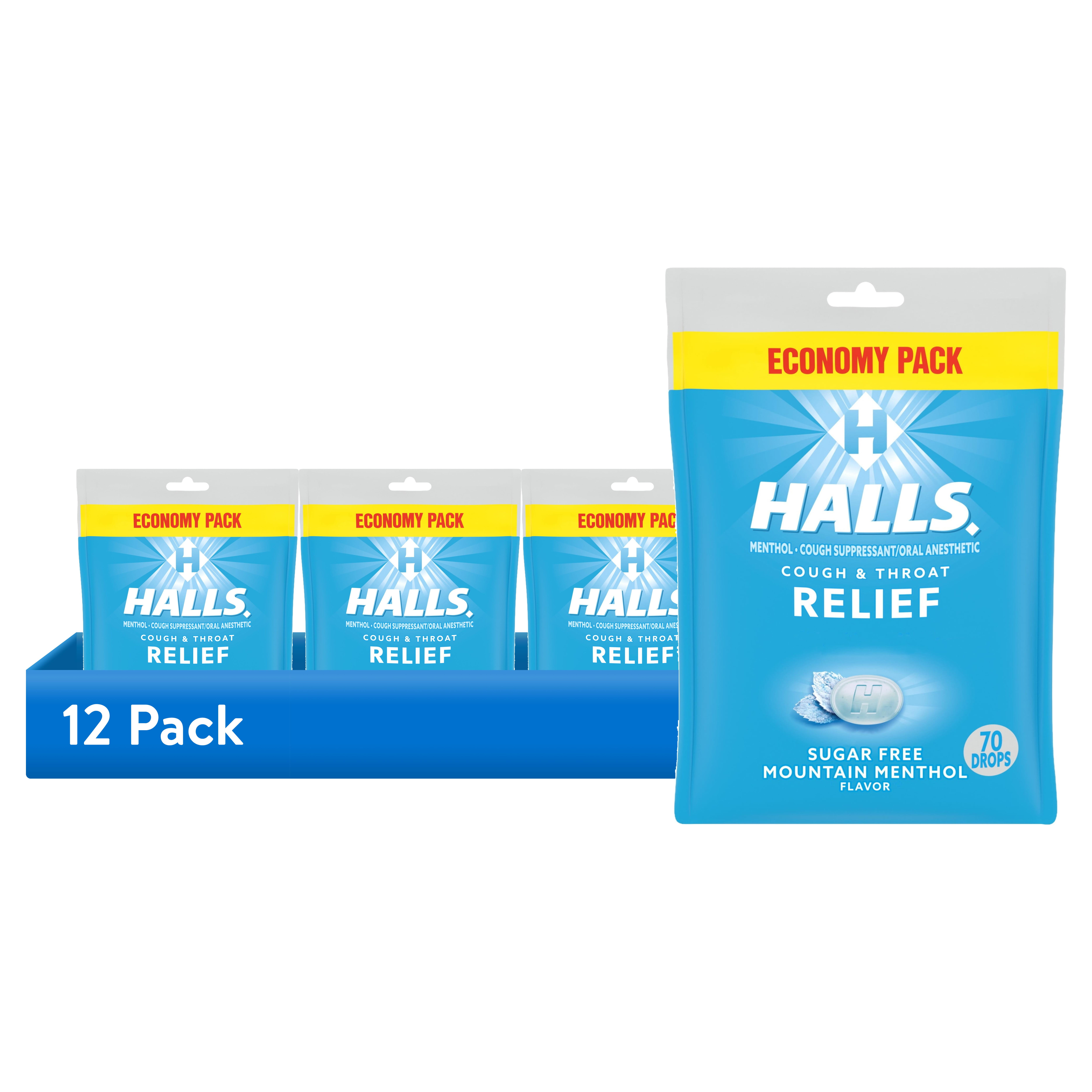 (12 pack) HALLS Relief Mountain Menthol Sugar Free Cough Drops, Economy Pack, 70 Drops