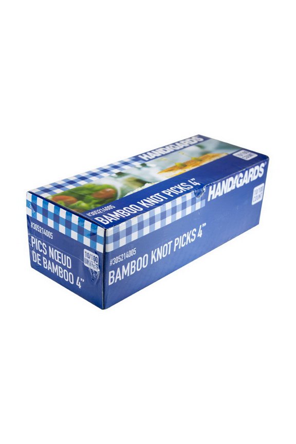(Price/Case)Handgards 4 Inch Wood Bamboo Pick With Knot, 100 Each, 100 per box, 10 per case