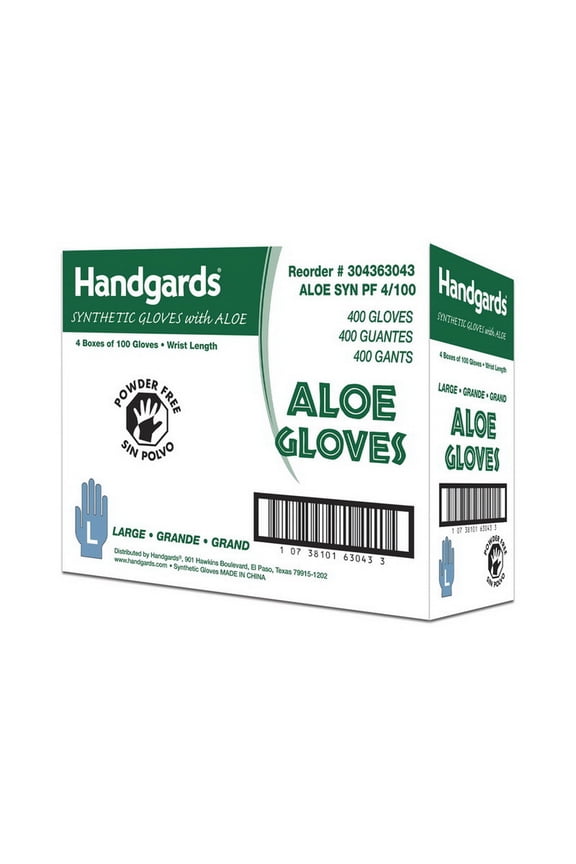 (Price/Case)Handgards Aloe Powder Free Large Synthetic Gloves, 100 Each, 4 per case