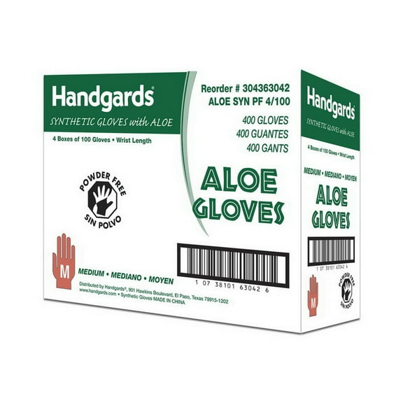 (Price/Case)Handgards Aloe Powder Free Medium Synthetic Gloves, 100 Each, 4 per case