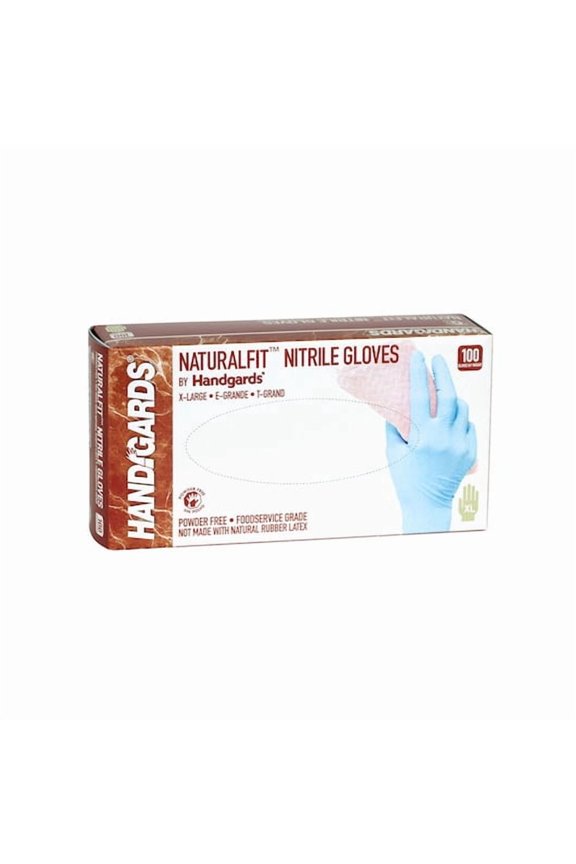 (Price/Case)Handgards Naturalfit Powder Free Blue Extra Large Nitrile Glove, 100 Each, 4 per case