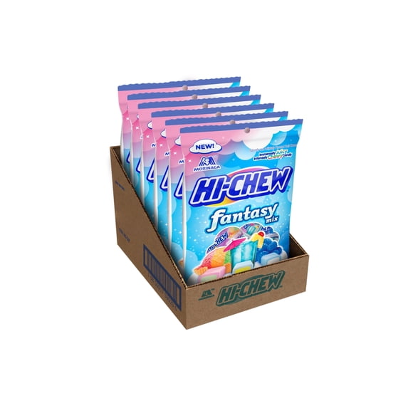 HI-CHEW Fantasy Mix, 6 Bags, 3oz each - Rainbow Sherbet Blue Hawaii Blue Raspberry - Unique Fun Soft & Chewy Candy - Immensely Juicy Fruity Candy Flavors - Individually Wrapped for Sharing