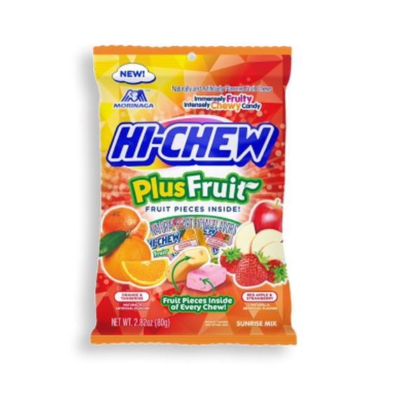 HI-CHEW Plus Fruit Mix, 6 Bags, 2.82oz each - Orange Tangerine Red Apple Strawberry, Unique Fun Soft & Chewy Candy - Immensely Juicy Fruity Candy Flavors, Individually Wrapped for Sharing