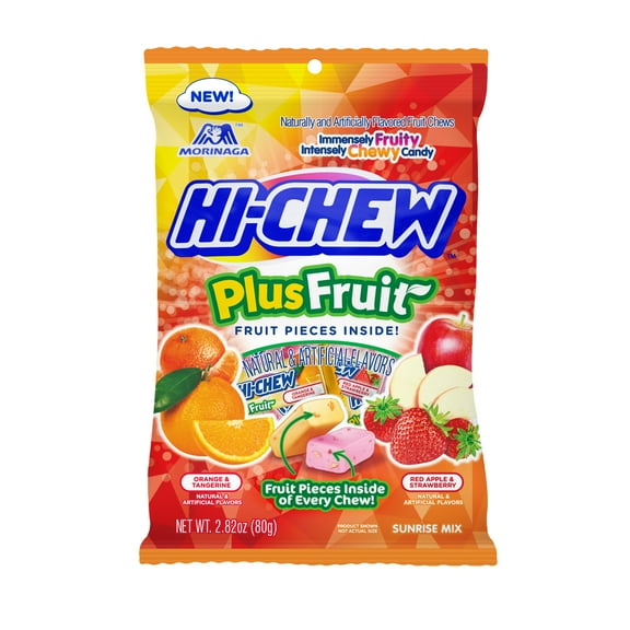HI-CHEW Plus Fruit Mix, 6 Bags, 2.82oz each - Orange Tangerine Red Apple Strawberry, Unique Fun Soft & Chewy Candy - Immensely Juicy Fruity Candy Flavors, Individually Wrapped for Sharing