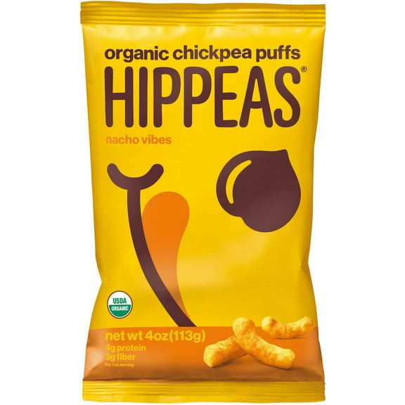 (Price/Case)Hippeas Organic Nacho Vibes Chickpea Puffs 4 Ounce Bag - 12 Per Case