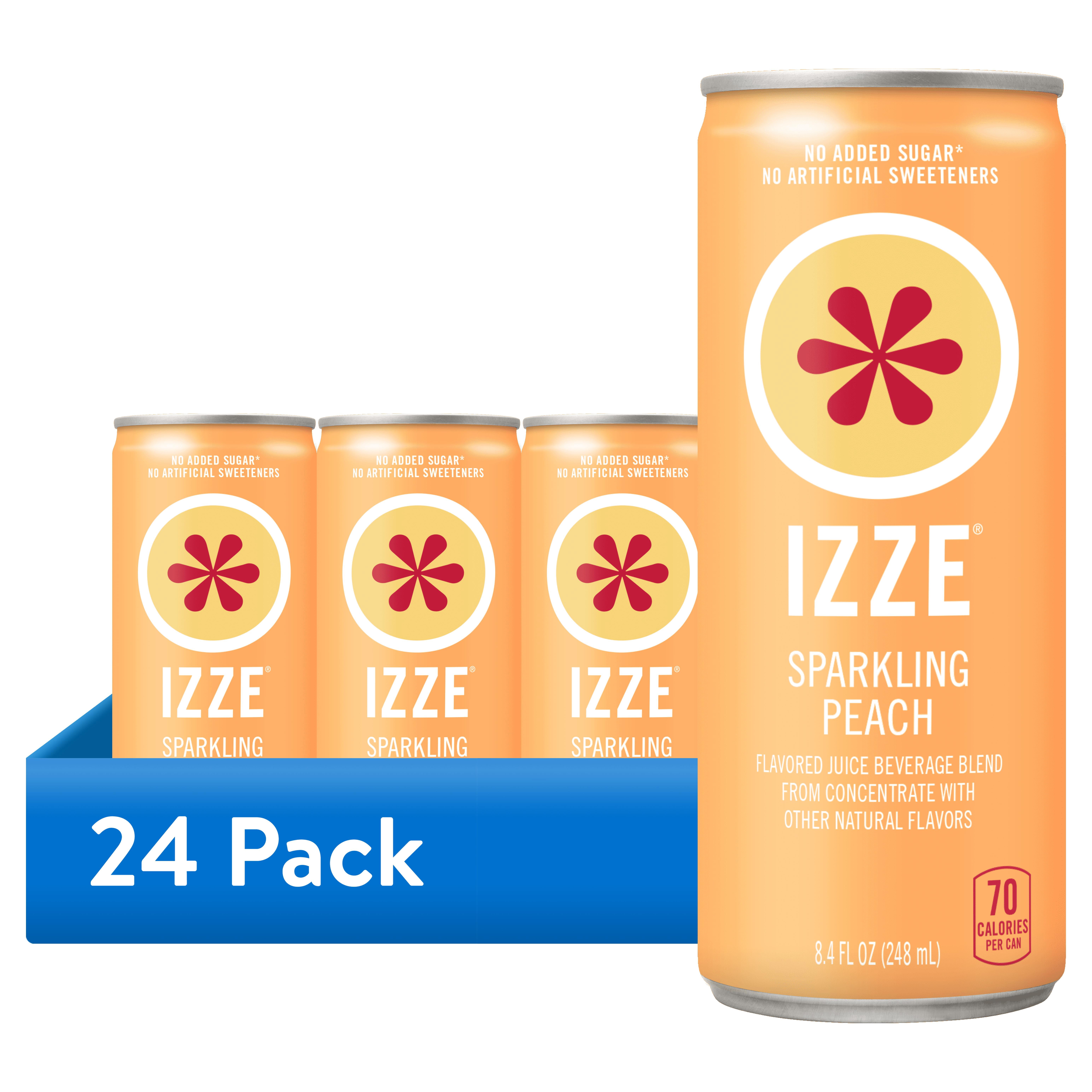(24 pack) IZZE Sparkling Juice Peach, 8.4 oz Cans