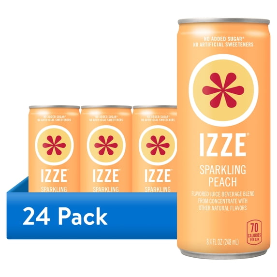 (24 pack) IZZE Sparkling Juice Peach, 8.4 oz Cans