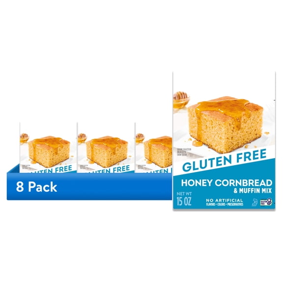 (8 pack) Krusteaz Gluten Free Honey Cornbread and Muffin Mix, Honey Cornbread Mix, Gluten Free Side Dish, 15 oz Box
