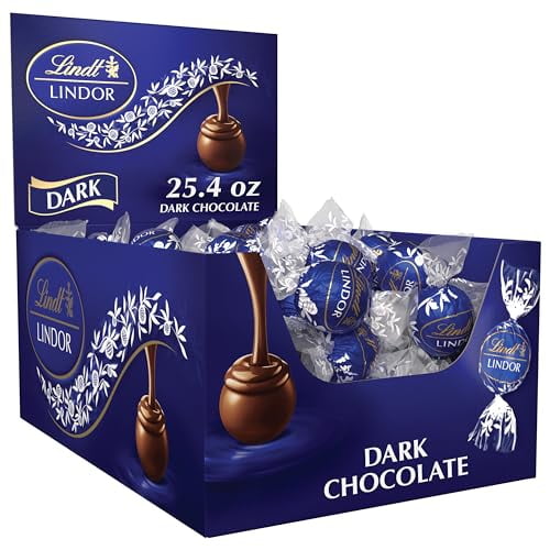 Lindt LINDOR Dark Chocolate Candy Truffles, Dark Chocolate with Smooth, Melting Truffle Center, 25.4 oz., 60 Count Box