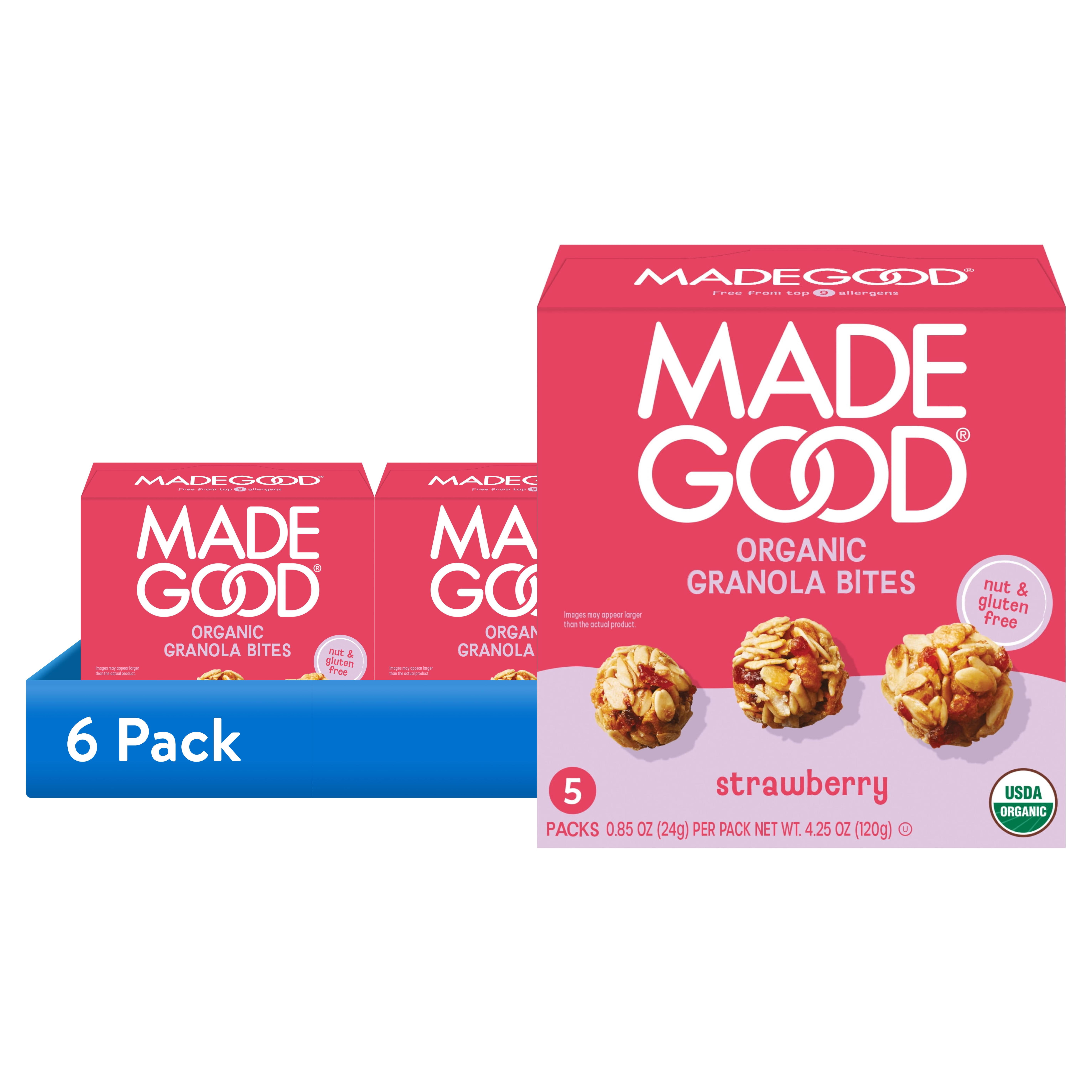 (6 pack) MadeGood Strawberry Granola Bites, 5 Count, 0.85 Oz Each