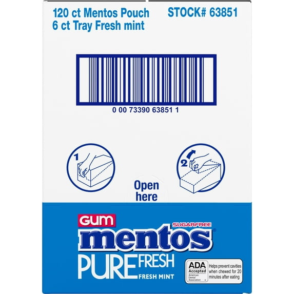 (Price/Case)Mentos Gum Fresh Mint Pouch, 120 Piece, 6 per case