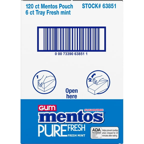 (Price/Case)Mentos Gum Fresh Mint Pouch, 120 Piece, 6 per case