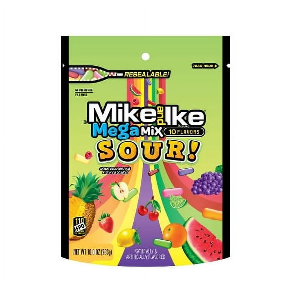 (Price/Case)Mike & Ike 007097049269 Mega Mix Sour Stand Up Bag, 10 Ounces