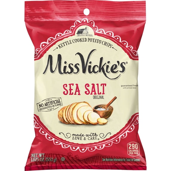 (Price/Case)Miss Vickie's 00028400363334 Miss Vickie's Sea Salt Kettle Cooked Potato Chips 1.875oz 24Ct Xvl Peg