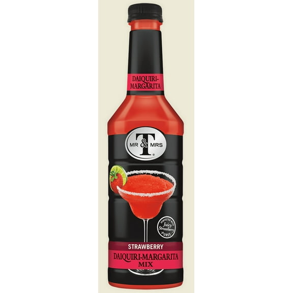 (Price/Case)Mr & Mrs T'S Strawberry Daiquiri Margarita Mix 1 Liter Per Bottle - 6 Per Case