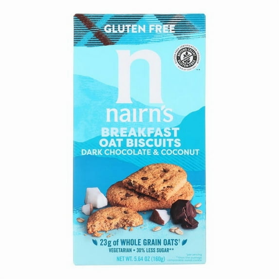 Nairn's Biscuits Chocolate & Coconut Breakfast Bar Cookie, Case of 6-5.64 oz