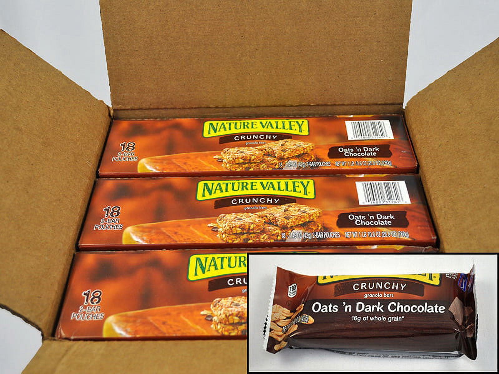 (Price/Case)Nature Valley Oats 'N Dark Chocolate Crunchy Granola Bars 26.8 Ounce-18 Packages Per Box- 6 Boxes Per Case