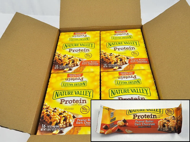 (Price/Case)Nature Valley Peanut Butter Dark Chocolate Chewy Protein Bar 1.42 Ounces - 16 Per Pack - 8 Packs Per Case