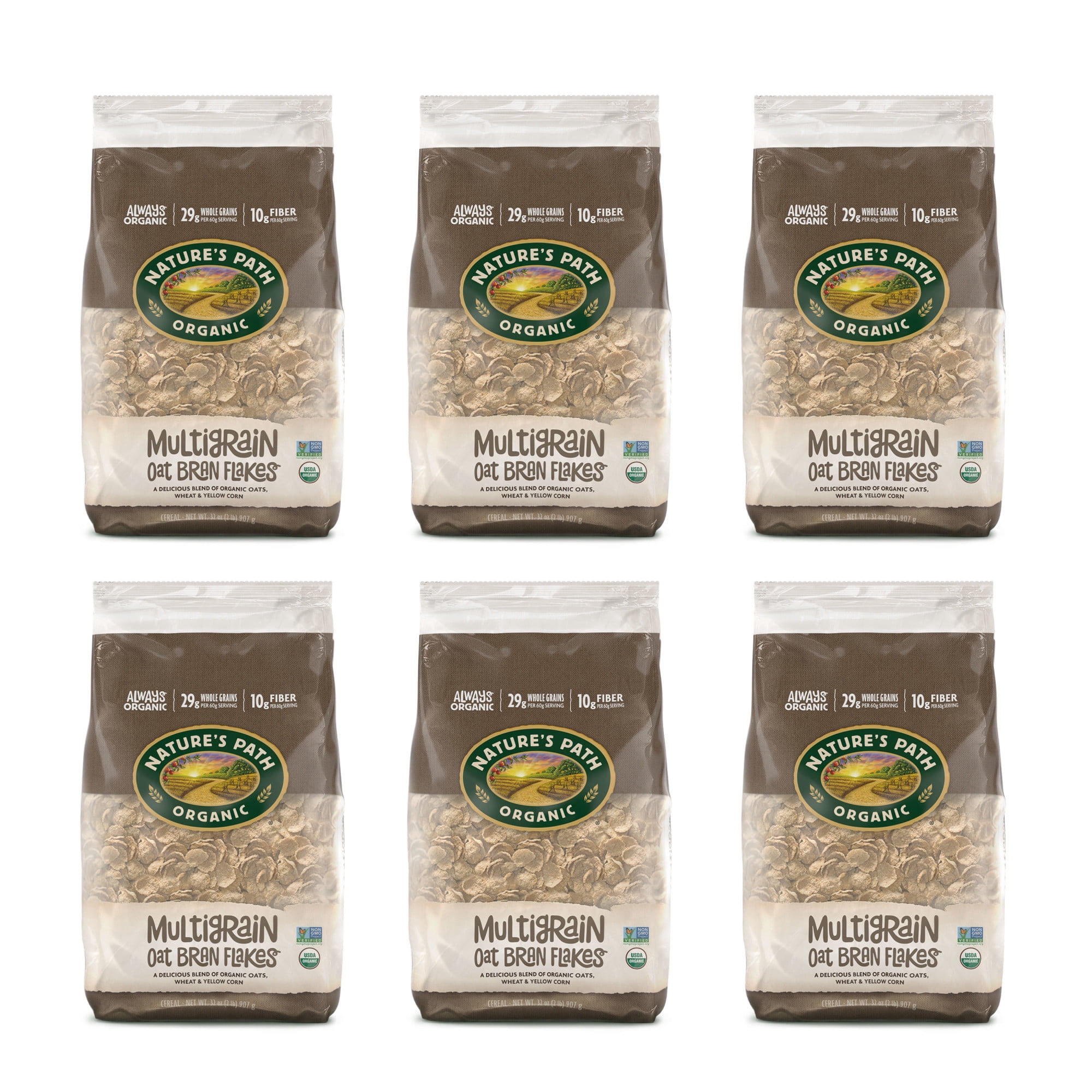 Nature's Path Organic Multigrain Oat Bran Flakes Breakfast Cereal, 32oz Bag (pack of 6)