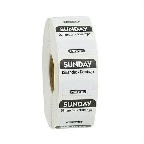 (Price/Case)Ncco National Checking 1 Inch X 1 Inch Trilingual Black Sunday Permanent Label, 1000 Each, 1 per case