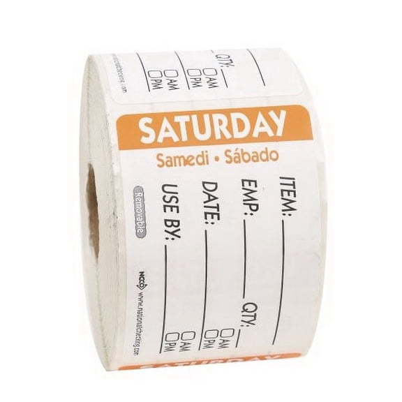 (Price/Case)Ncco National Checking 2X3 Trilingual Item-Date-Use By Saturday Orange, 500 Each, 1 per case