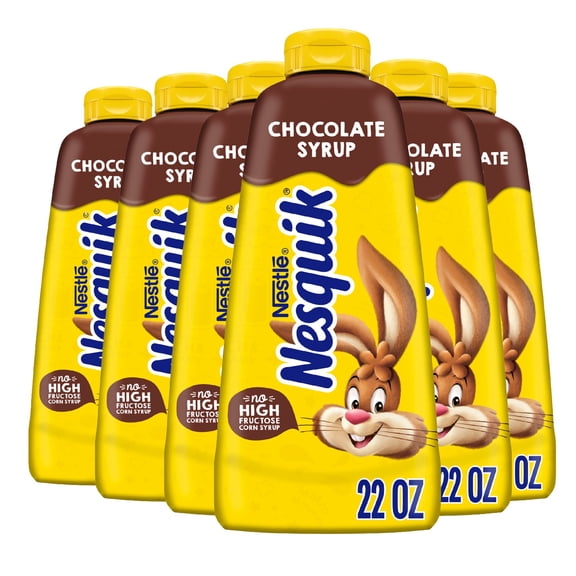 (6 pack) Nesquik Chocolate Syrup for Milk or Ice Cream, 22 oz 1.375 lb.