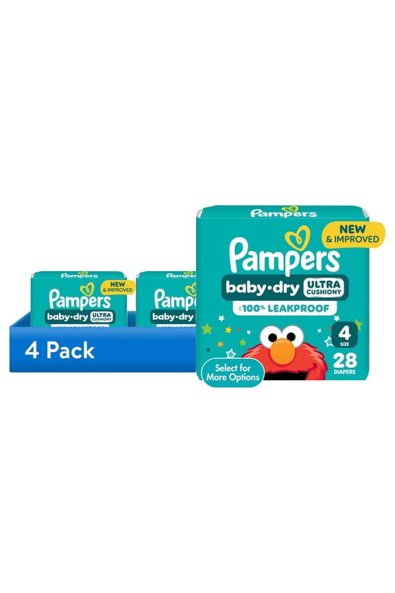 (4 pack) Pampers Baby Dry Diapers Size 4, 28 Count (Select for More Options)