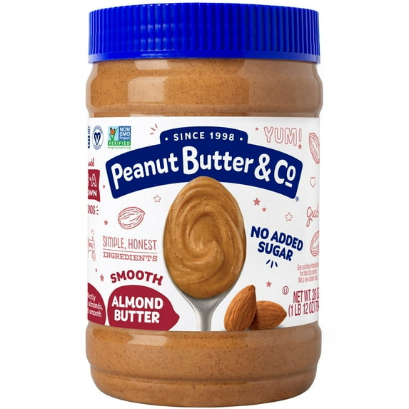 (Price/Case)Peanut Butter & Co. No Sugar Added All Natural Almond Butter 28 Ounce Jar - 6 Per Case