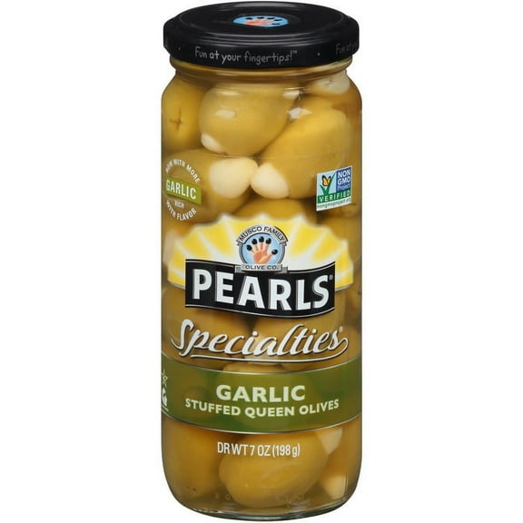 (Price/Case)Pearls Garlic Stuffed Queen Olives 7 Ounce - 6 Per Case