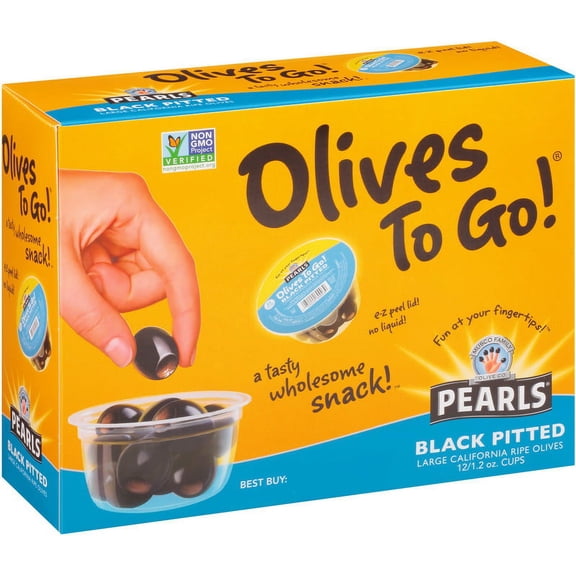 (Price/Case)Pearls Olives To Go Black Ripe Olive Cups, 1.2 Ounces, 8 per case
