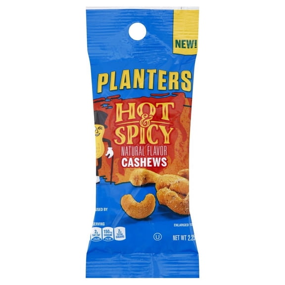 (Price/Case)Planters Hot N' Spicy Cashews 2.25 Ounce Tube - 10 Per Pack - 3 Per Case