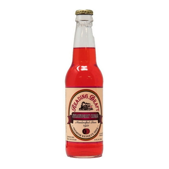 Reading Soda Works Handcrafted Bottled Strawberry Cream Soda, 12-Pack Case 12 fl. oz. Bottles