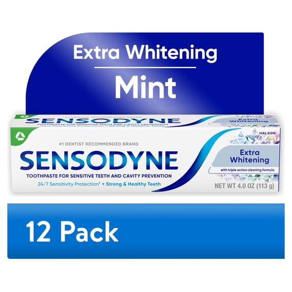 (12 pack) Sensodyne Extra Whitening Sensitive Toothpaste, Mint, 4 Oz, for Adults