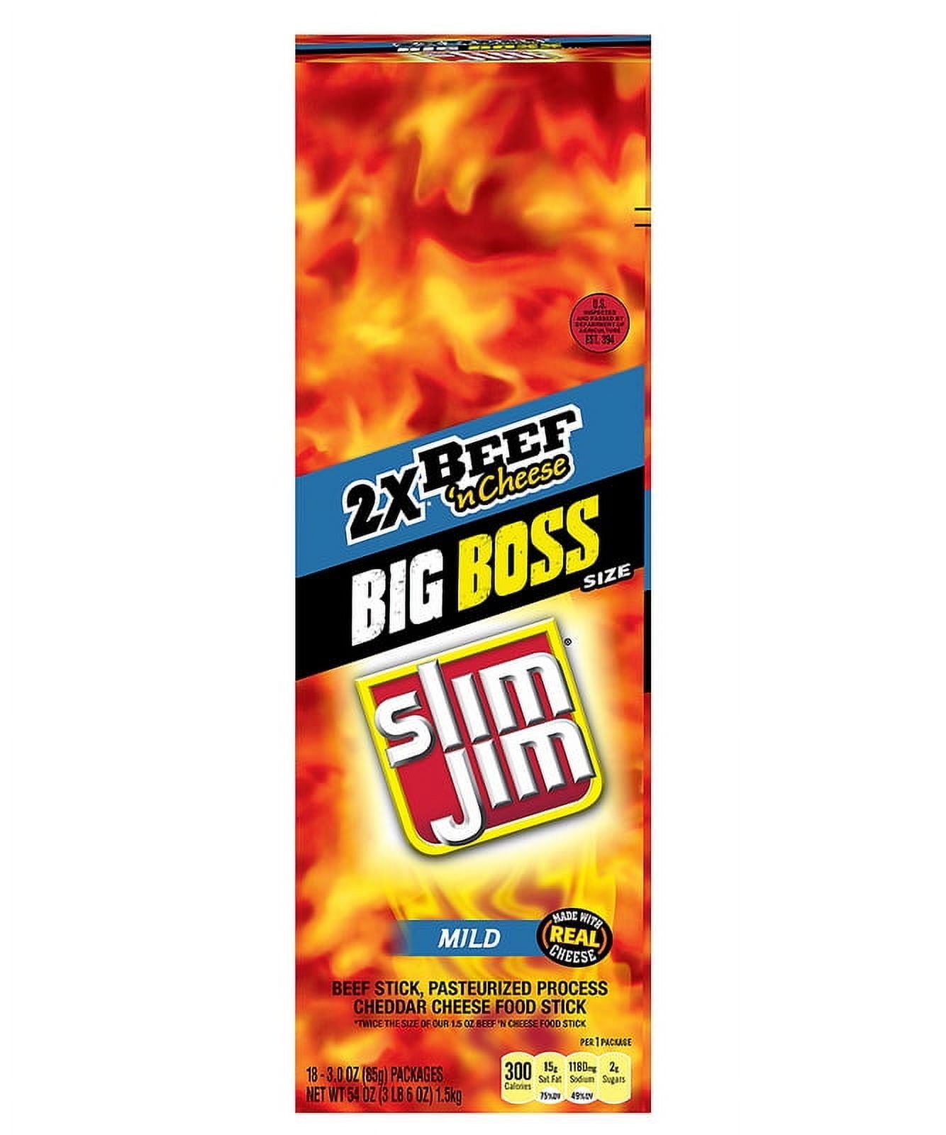 (Price/Case)Slim Jim Mild Beef And Cheese Snack Sticks 3 Ounce Sticks - 18 Per Pack - 6 Packs Per Case