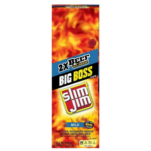 (Price/Case)Slim Jim Mild Beef And Cheese Snack Sticks 3 Ounce Sticks - 18 Per Pack - 6 Packs Per Case