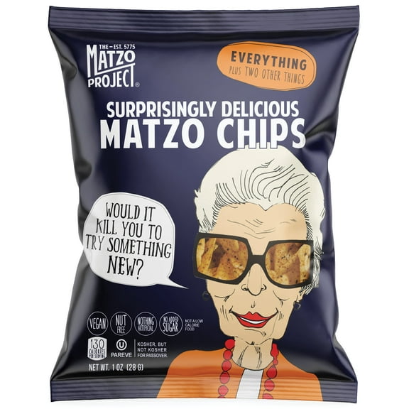 The Matzo Project Matzo Chips, Everything, Kosher, Vegan, Nut-Free, No Trans Fat, Nothing Artificial, 6 oz