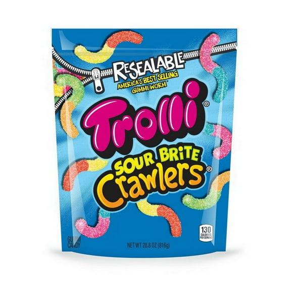 (Price/Case)Trolli Resealable Sour Brite Crawlers 28.8 Ounces Per Pack - 6 Per Case
