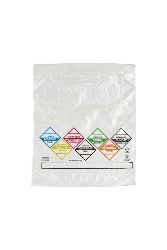 (Price/Case)Tuffgards 6.5 Inch X 7 Inch High Density Saddle Weekly Daily Color Coded Bag, 2000 Each, 1 per case