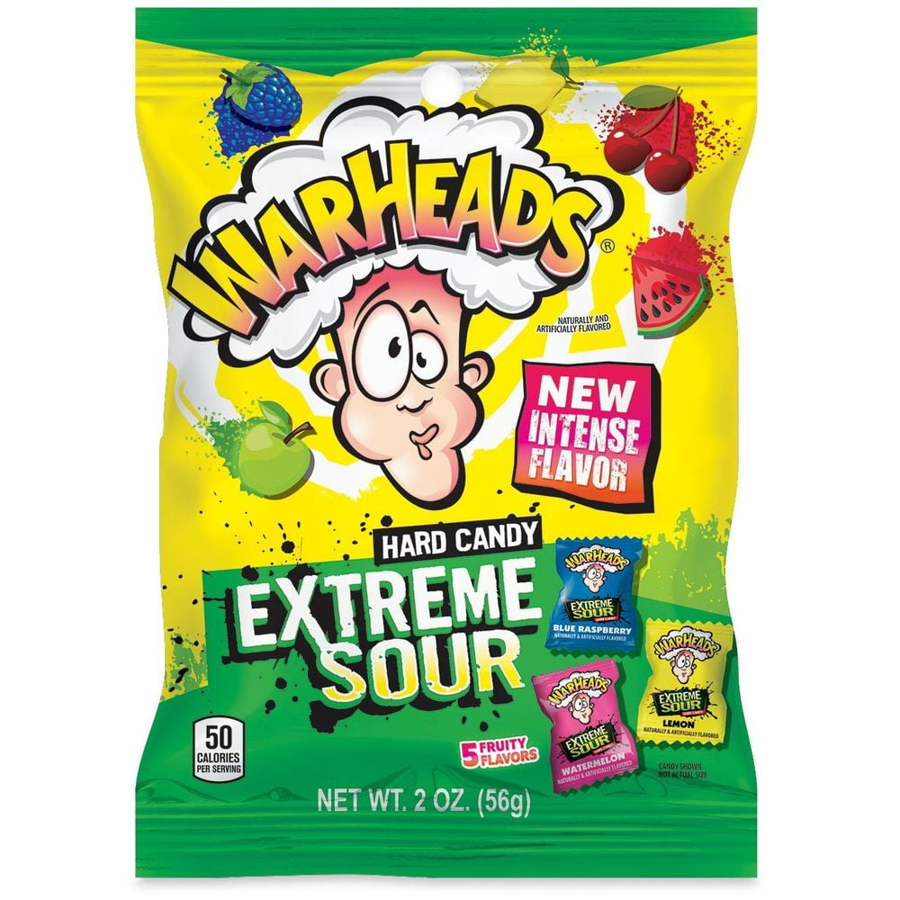 (Price/Case)Warheads 21590M Hard Candy Peg Bag 12-2 Ounce