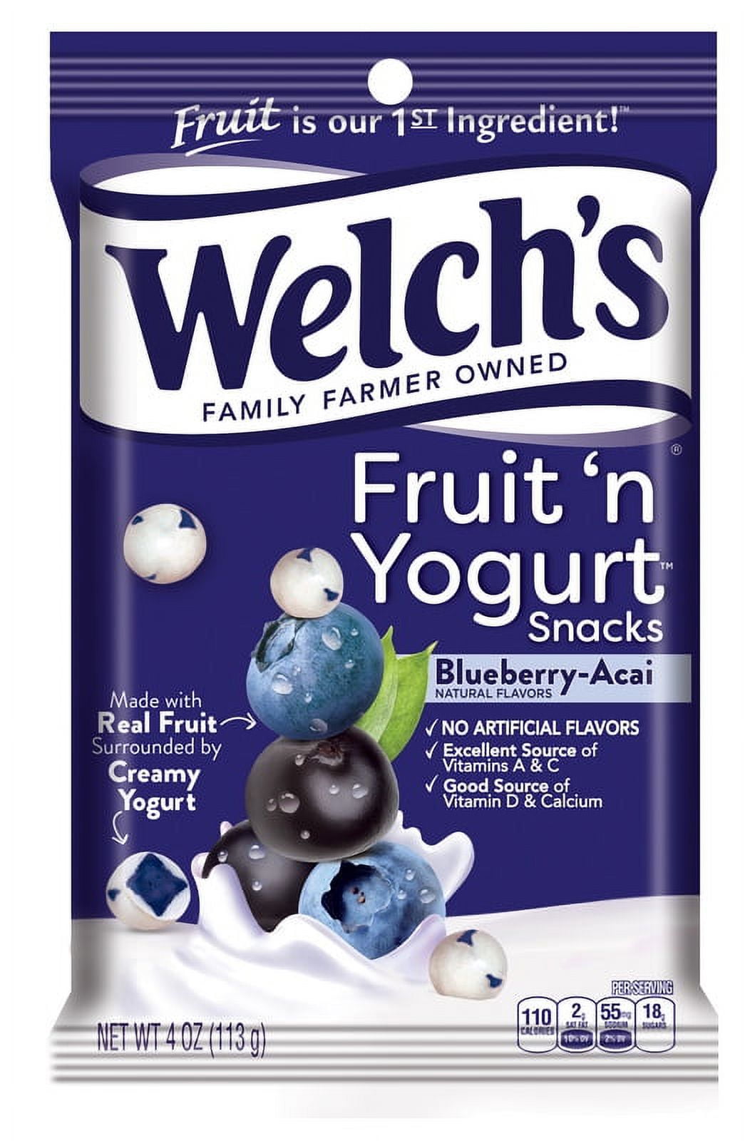(Price/Case)Welch's 10034856124822 Fruit 'N Yogurt Blueberry Acai 12-4 Ounce