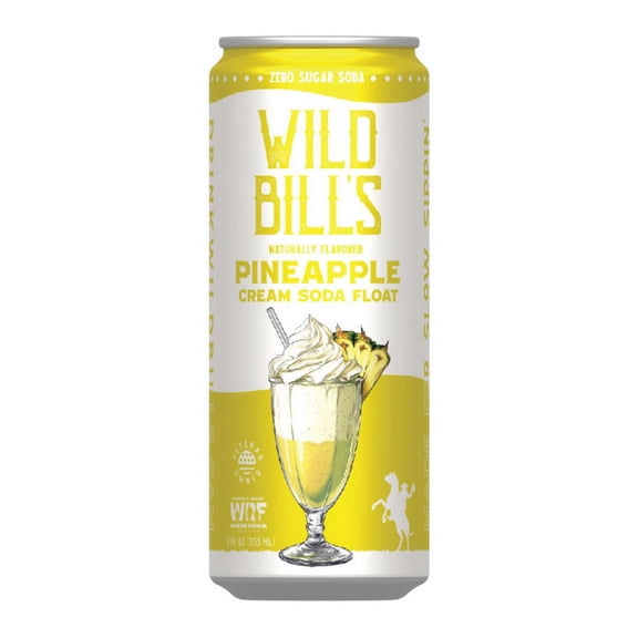 (Price/Case)Wild Bill's Zero Sugar Pineapple Cream Soda Float 12/12oz, 458984