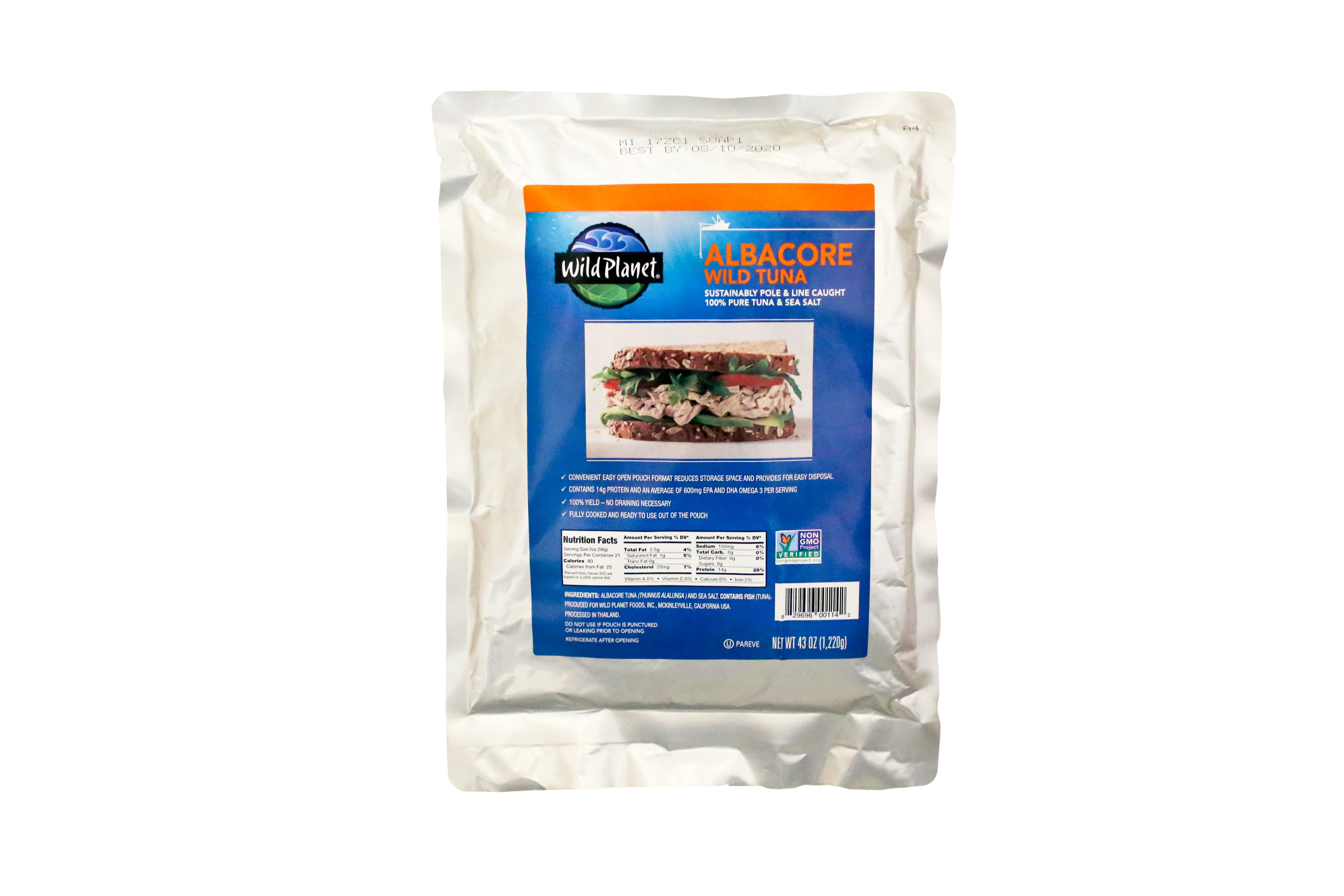 (Price/Case)Wild Planet Foods Albacore Tuna With Sea Salt, 43 Ounces, 6 per case