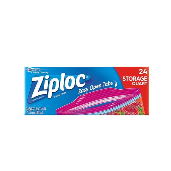 (Price/Case)Ziploc Quart Storage Bag, 24 Count, 12 per case