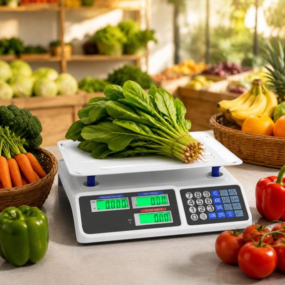 Price Computing Scale, 66 Lb Capacity, Dual LCD Displays, Tare Zero Add Functions, Kg/Lb Unit Conversion, Stainless Steel Construction