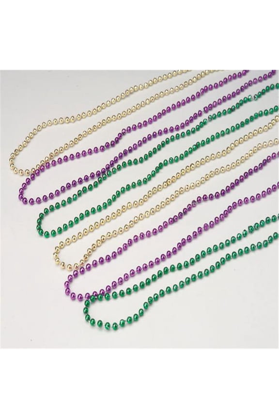 (Price/Dozen) OD249 Mardi Gras 6mm Bead Necklaces