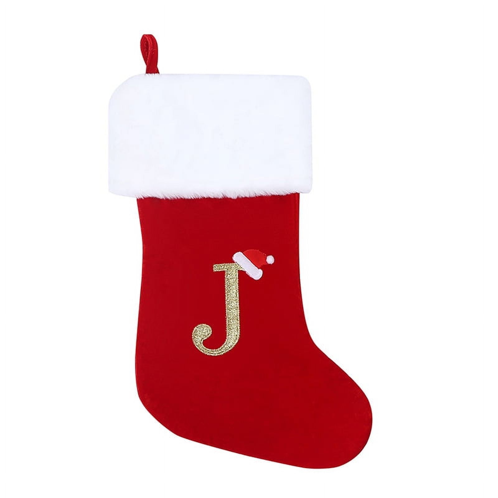 20-Inch Red Velvet Christmas Stocking with White Plush Cuff
