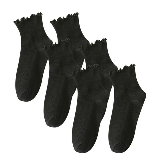 Clearance Clothes Under $5,3 Pack Luxalzxs Socks for Women Casual Trendy Cute Breathable Crew Socks Cotton Stretchy Comfy Cool Knit Ruffle Socks