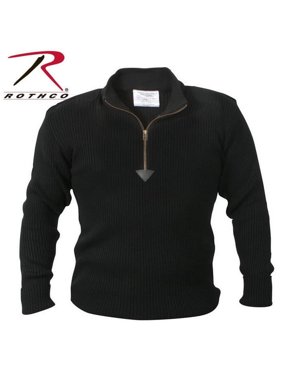 (Price/EA) 3370 Quarter Zip Acrylic Commando Sweater-Black-2XL
