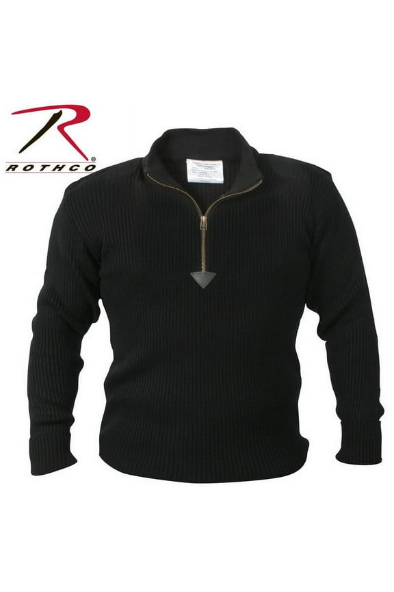 (Price/EA) 3370 Quarter Zip Acrylic Commando Sweater-Black-2XL